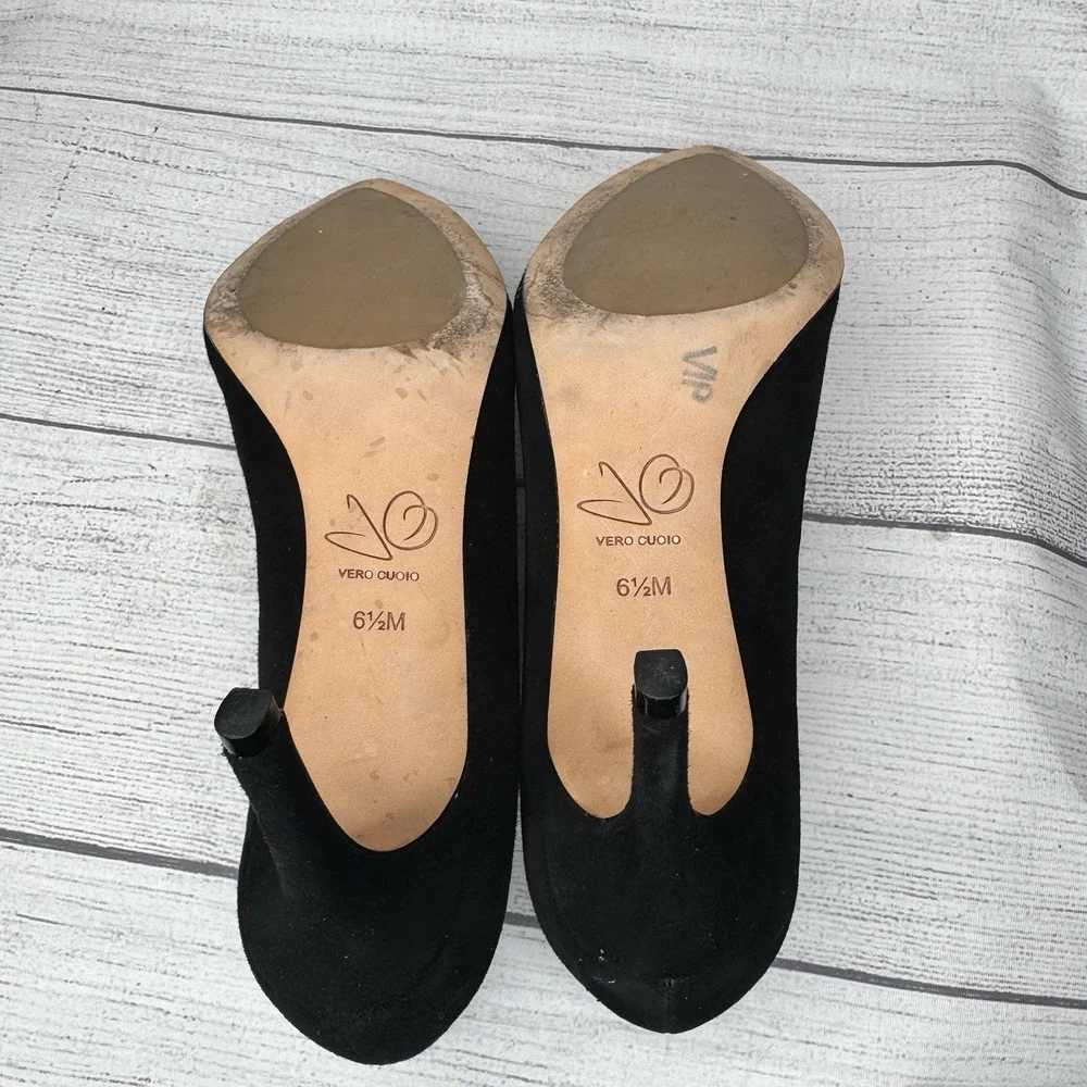 Joan Oloff Pumps Heels Black Suede‎ Size 6.5M Made in Italy
